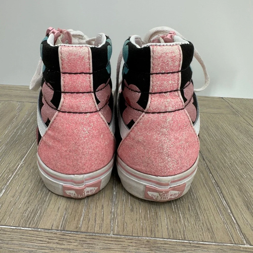 Vans‎ Sk8-Hi Zip Pink Glitter Floral High Top Sneakers Kids Size US 3.0